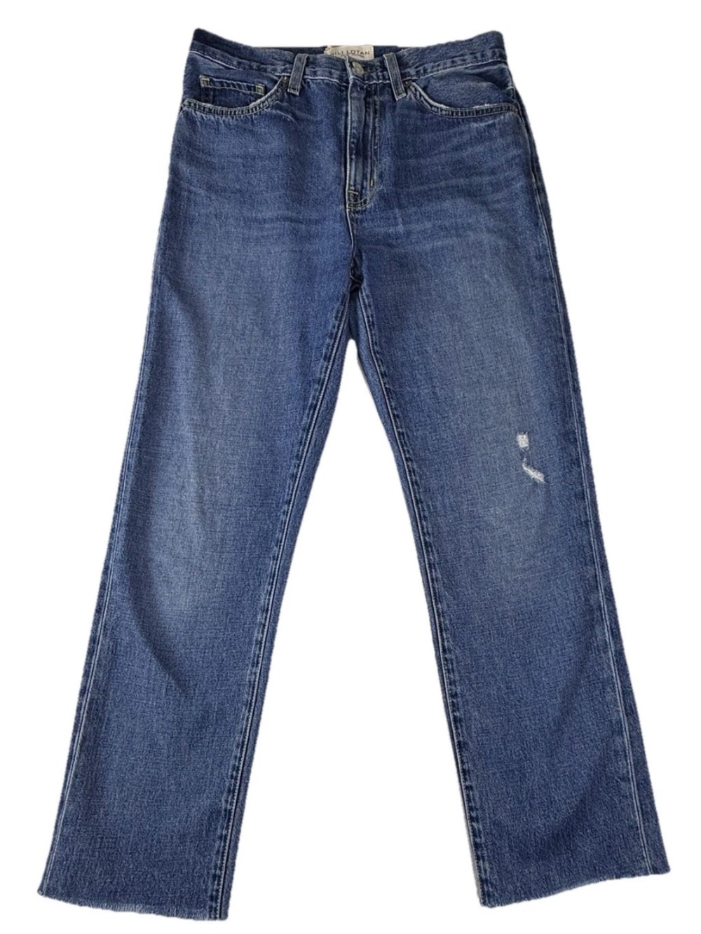 Nili Lotan Straight Crop Dark Wash Distressed Jeans 27x26 Blue Jeans EUC 2609988